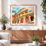Finished the colosseum in rome cross stitch artwork displayed