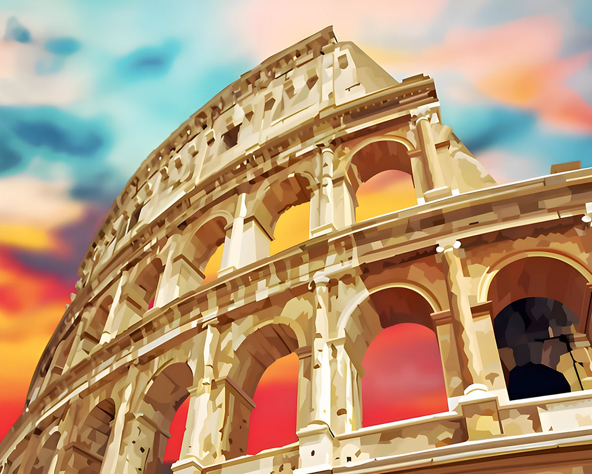 The colosseum in rome cross stitch kit for beginners