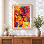 Finished the embrace of lions cross stitch artwork displayed