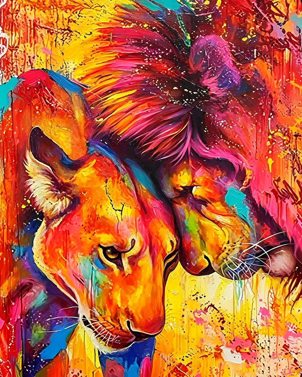 The embrace of lions cross stitch kit for beginners