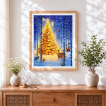 Finished the enchanted christmas tree cross stitch artwork displayed