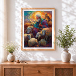 Finished the faithful shepherd cross stitch artwork displayed