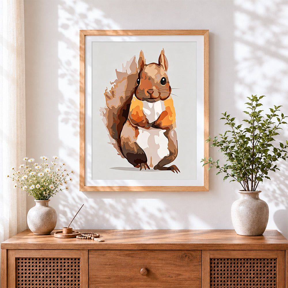 Finished the fluffy tailed squirrel cross stitch artwork displayed