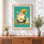 Finished the gnome's easter preparations cross stitch artwork displayed