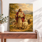 Finished the good shepherd pearl diamond painting artwork displayed as home decor