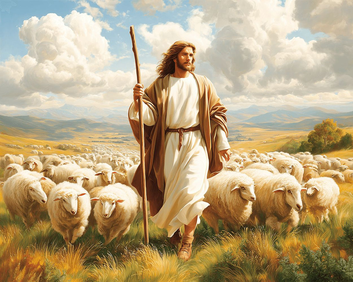 The good shepherd with his flock paint by numbers kit for beginners
