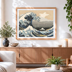Finished the great wave cross stitch artwork displayed