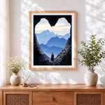 Finished the heart-shaped cave meditation cross stitch artwork displayed