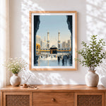 Finished the kaaba in mecca cross stitch artwork displayed