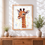 Finished the long lashed giraffe cross stitch artwork displayed