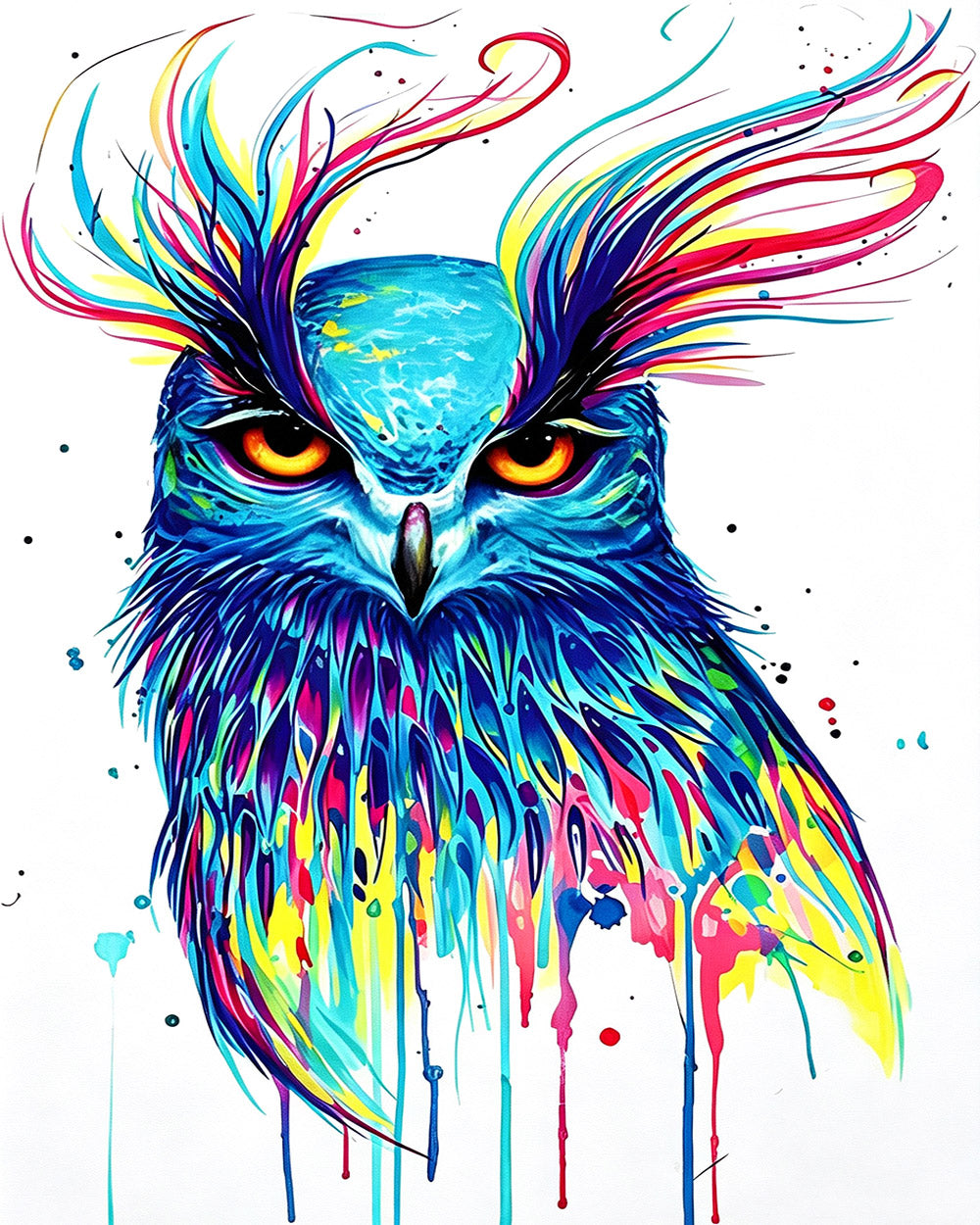The owl's fiery gaze cross stitch kit for beginners