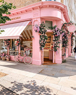 The pink corner shop cross stitch kit for beginners