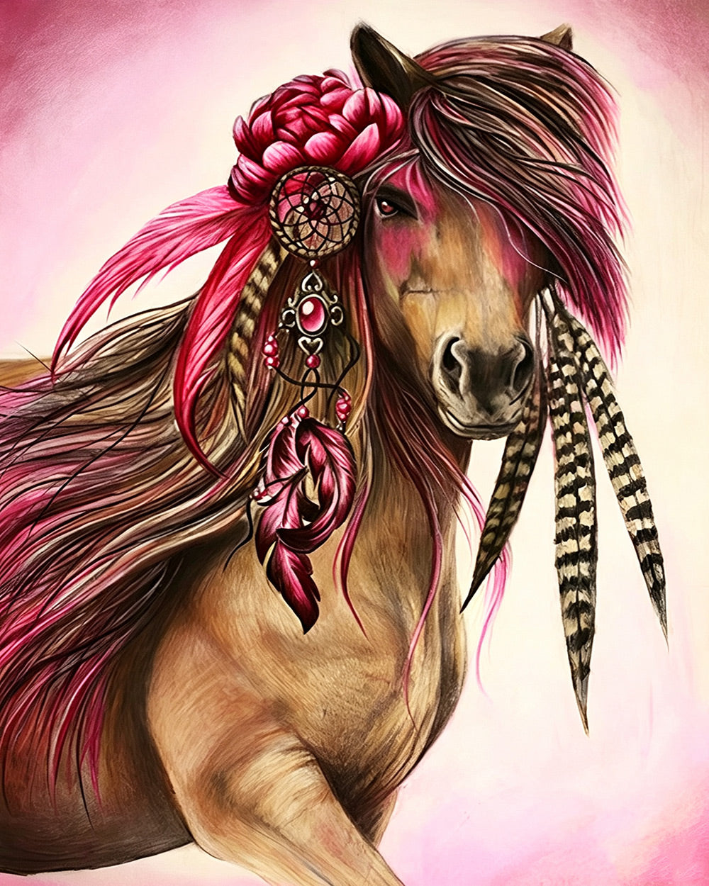 The pink maned pony cross stitch kit for beginners