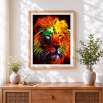 Finished the psychedelic lion cross stitch artwork displayed