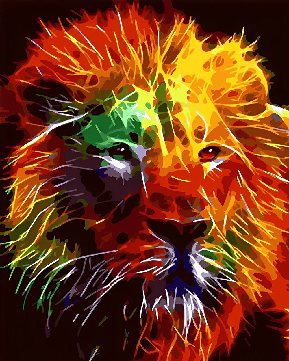 The psychedelic lion cross stitch kit for beginners