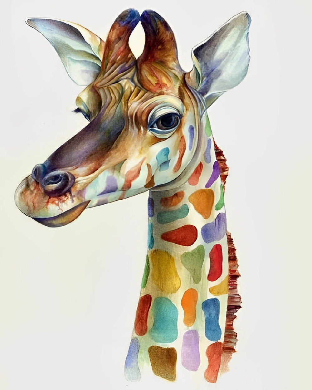 The rainbow spotted giraffe cross stitch kit for beginners