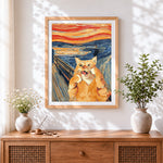 Finished the scream cat cross stitch artwork displayed
