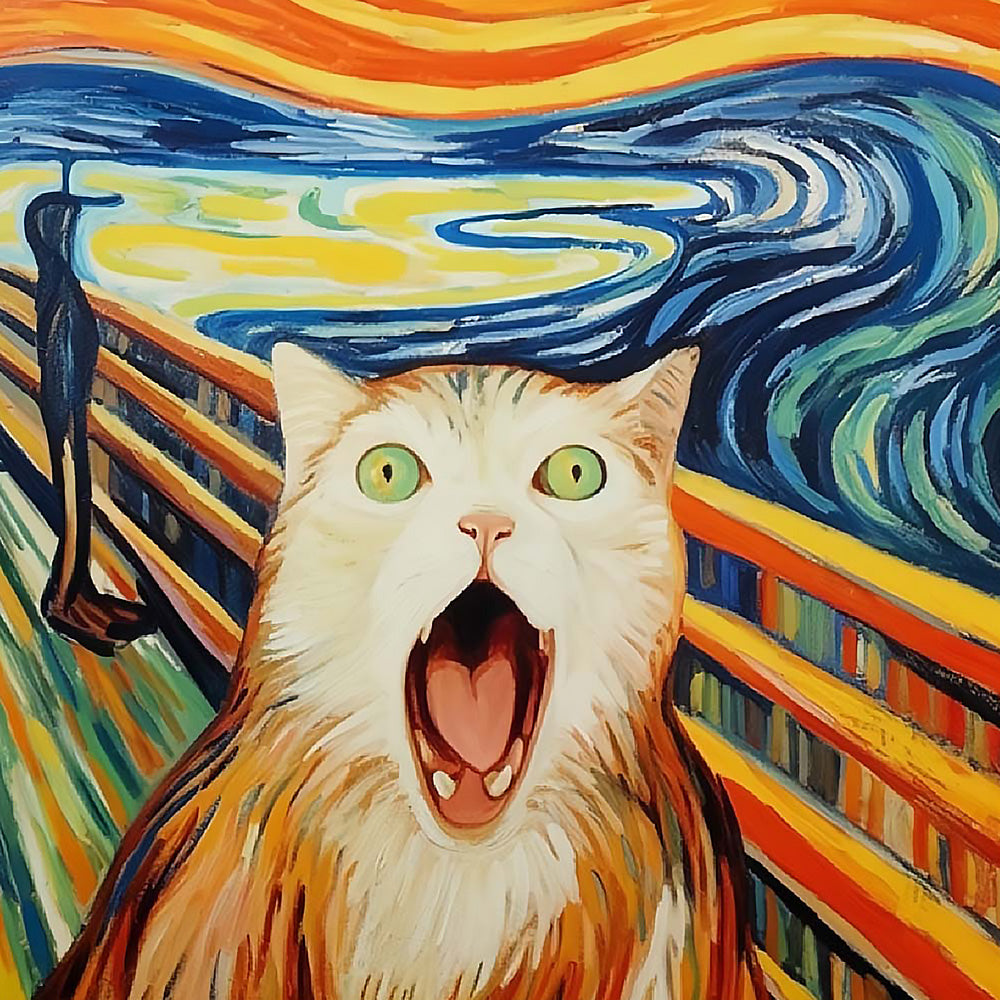 The scream cat parody cross stitch kit for beginners