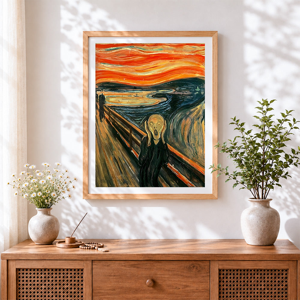 Finished the scream inspired cross stitch artwork displayed