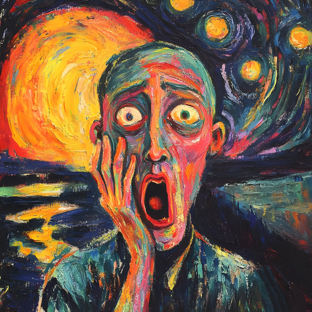The scream inspired impasto portrait cross stitch kit for beginners
