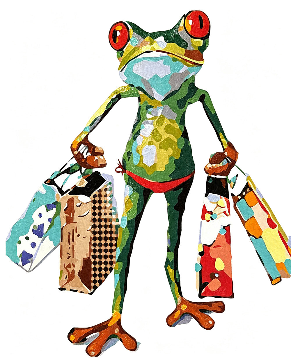 The shopaholic frog cross stitch kit for beginners