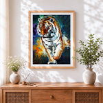 Finished the stalking tiger cross stitch artwork displayed