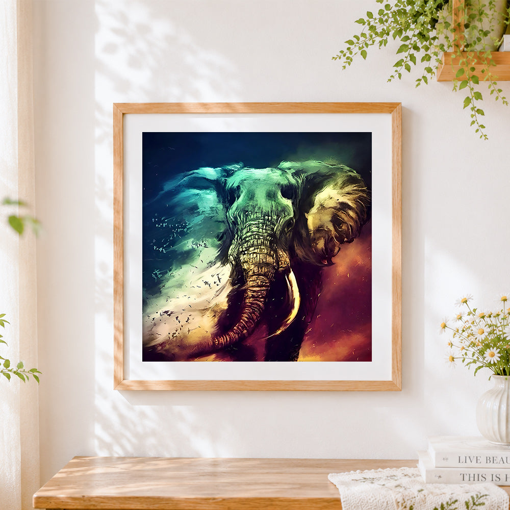 Finished the vanishing elephant cross stitch artwork displayed