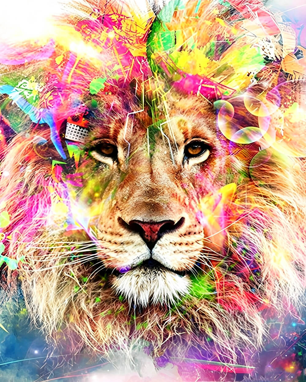 The vibrant abstract lion cross stitch kit for beginners