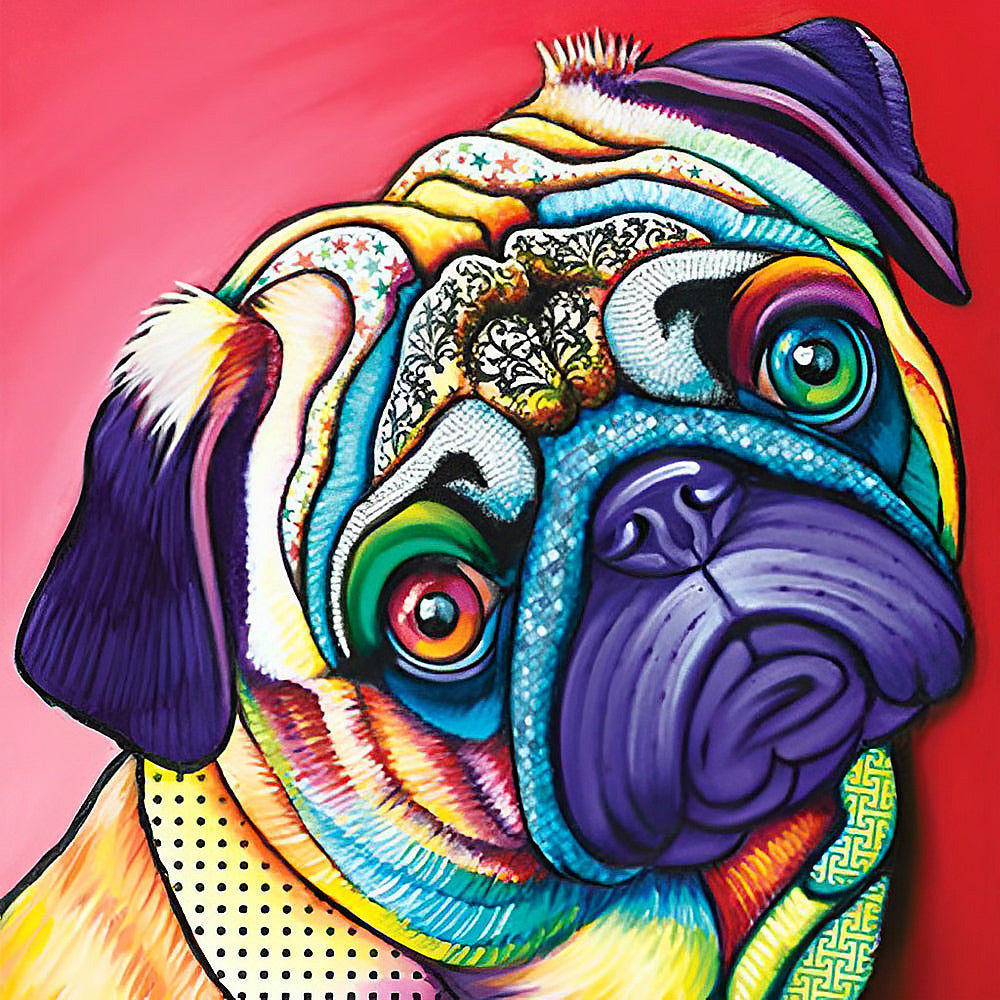 The vibrant pug cross stitch kit for beginners
