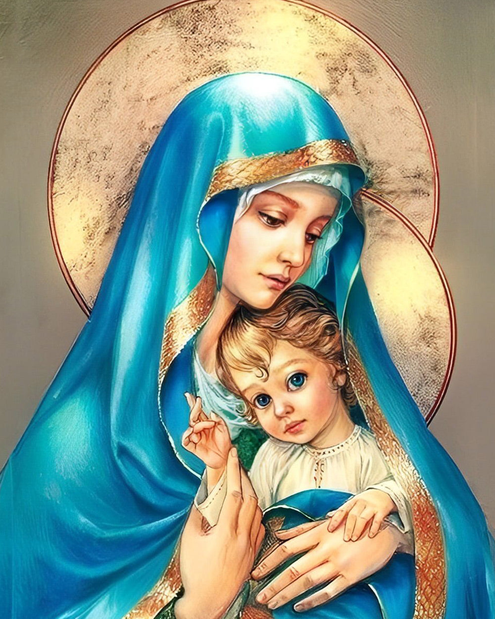 The virgin mary and the infant jesus cross stitch kit for beginners