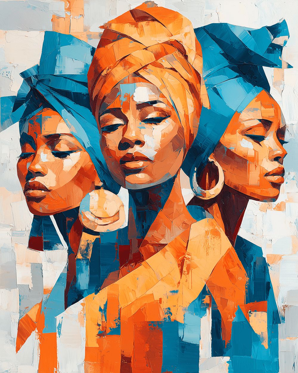 Three african women portrait cross stitch kit for beginners