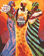 Three african women with pot cross stitch kit for beginners