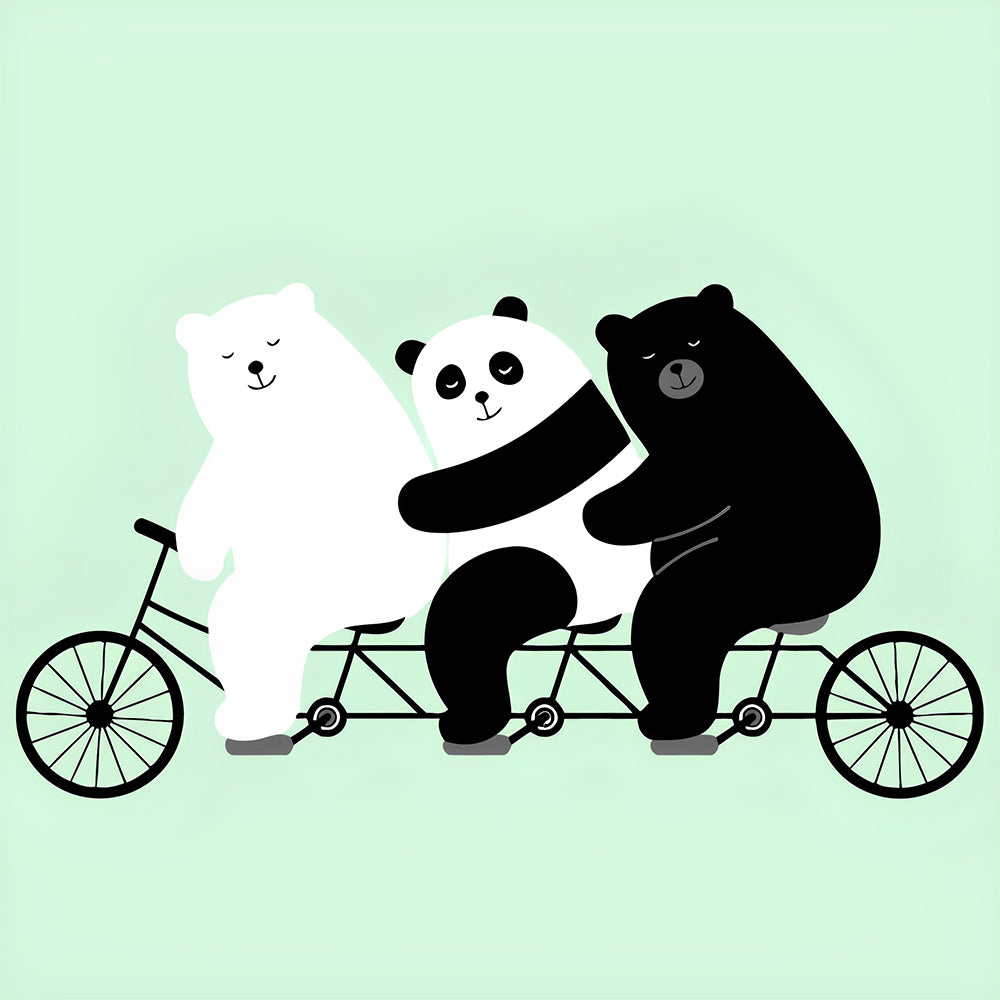Three bears on a bicycle cross stitch kit for beginners