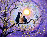 Three cats sitting on a branch cross stitch kit for beginners