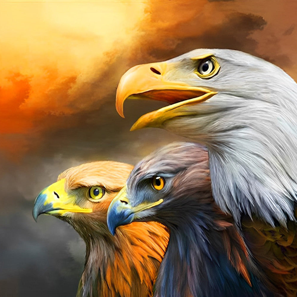 Three eagles portrait cross stitch kit for beginners