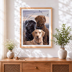 Finished three gun dogs in the reeds paint by numbers artwork displayed as home decor