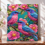 Three jeweled songbirds pearl diamond painting kit for beginners