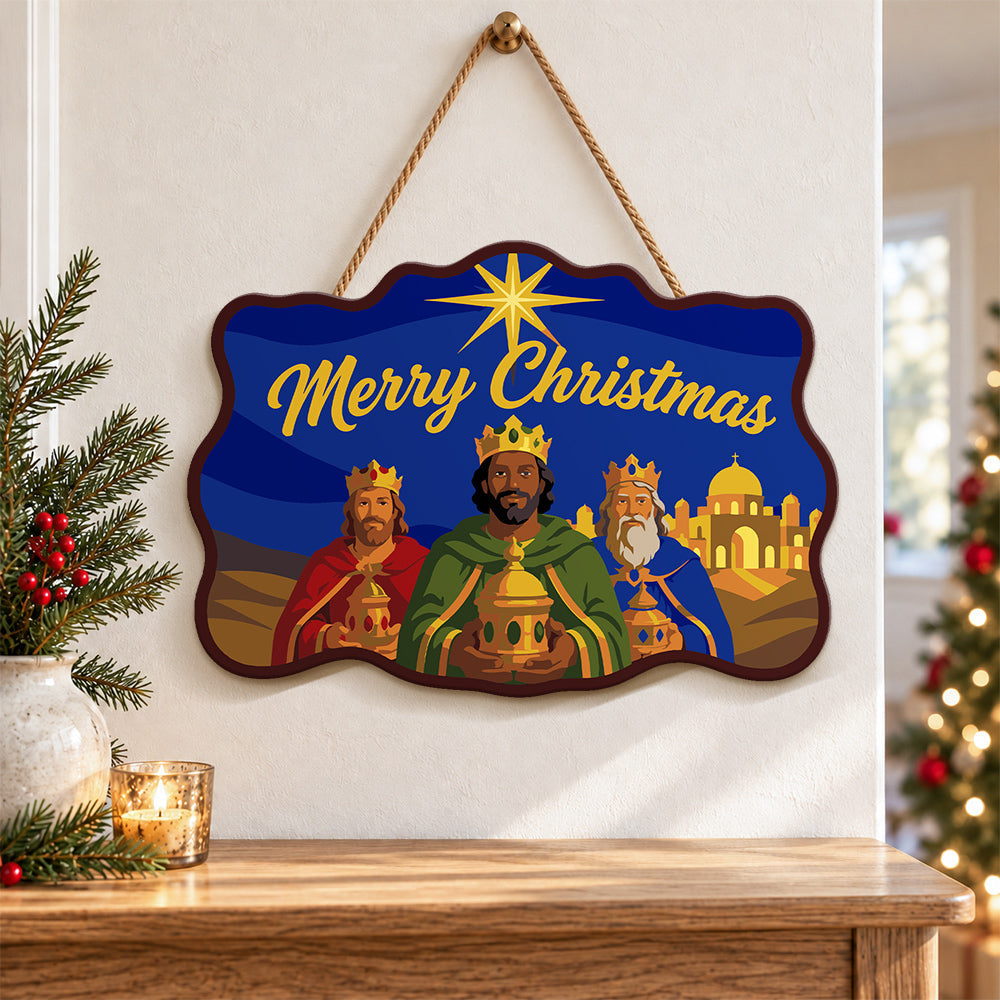 Three kings follow star paint by numbers door hanger as indoor wall decor