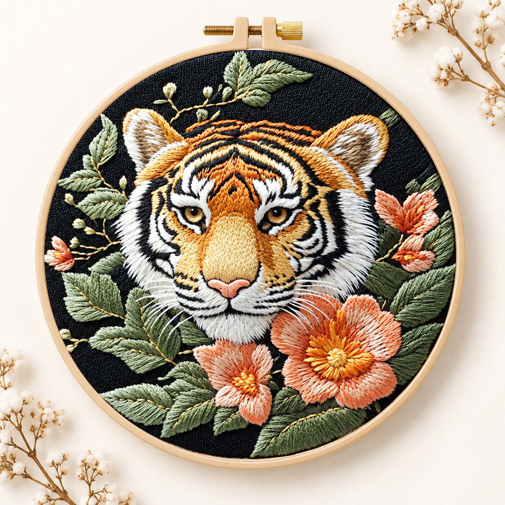 Tiger and peach blossoms embroidery kit