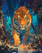 Tiger in jungle at night paint by numbers kit for beginners