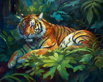 Tiger resting in the jungle cross stitch kit for beginners