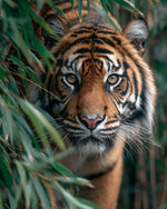 Tiger stalking in bamboo cross stitch kit for beginners