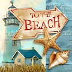 "To the beach" coastal sign cross stitch kit for beginners