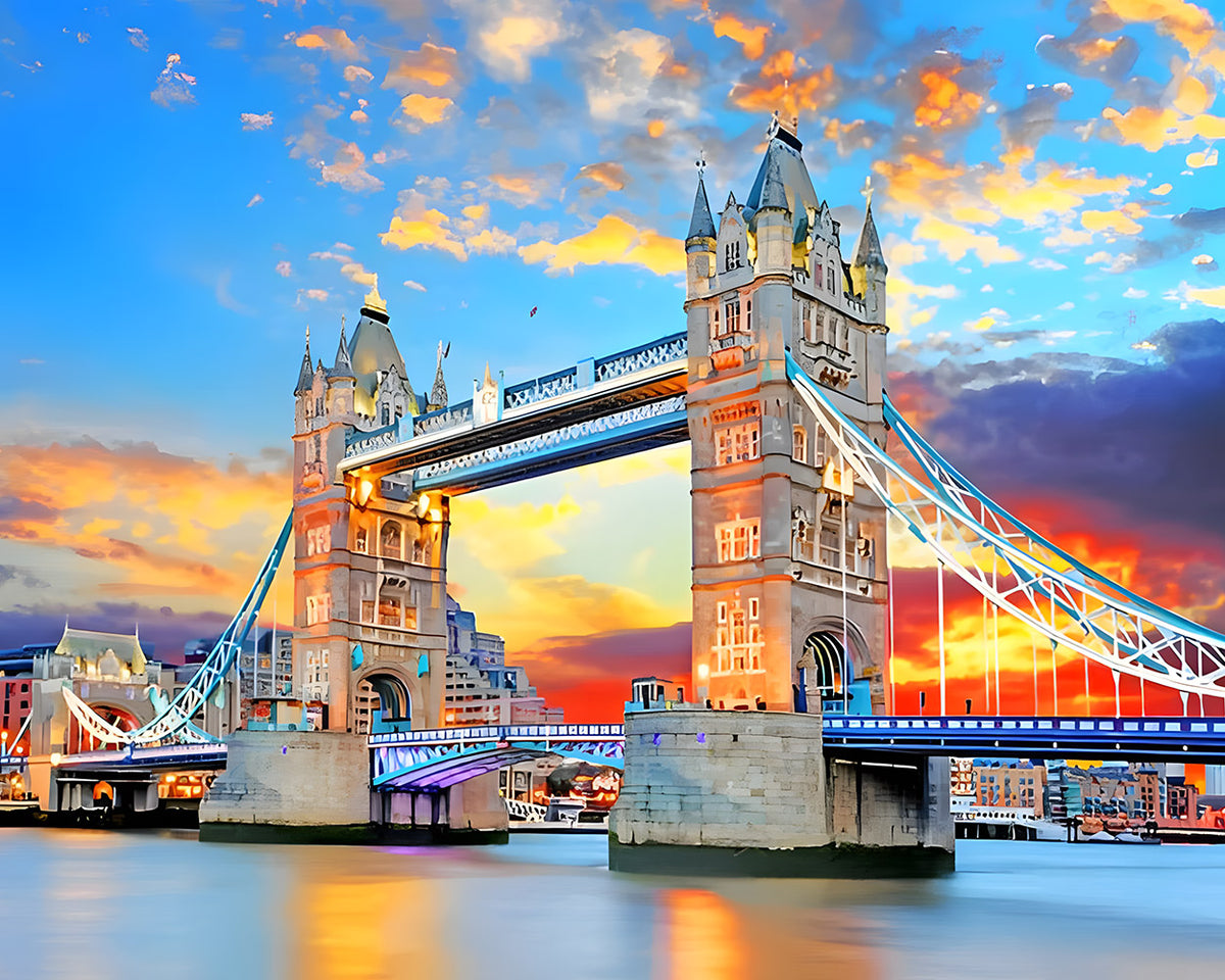 Tower bridge at sunset cross stitch kit for beginners