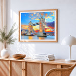Tower bridge at sunset paint by numbers artwork displayed on wall as home decor