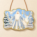 Town santa celebration paint by numbers door hanger finished design