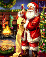 Traditional father christmas checking his list cross stitch kit for beginners
