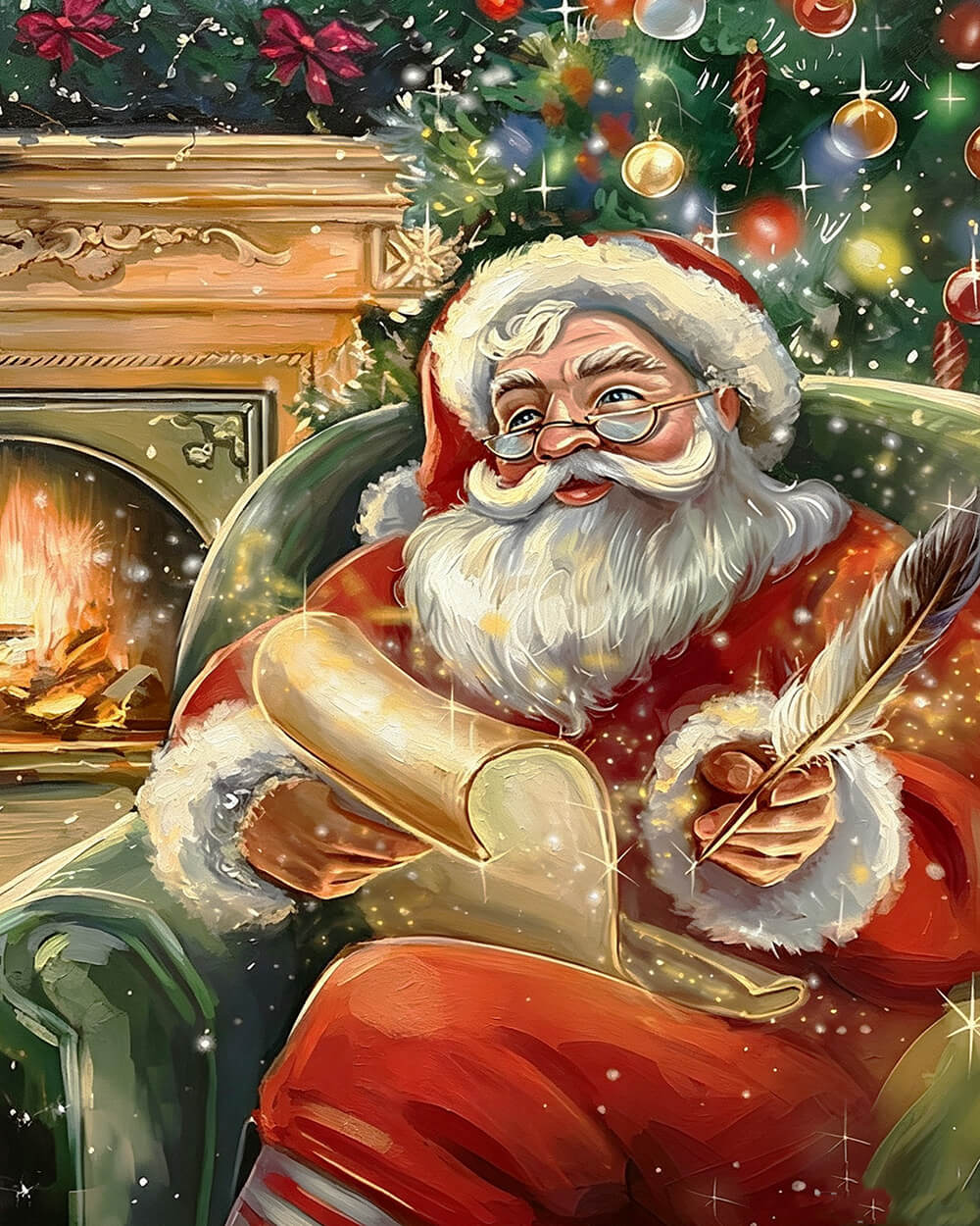 Traditional father christmas writing letters cross stitch kit for beginners