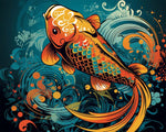 Traditional koi fish paint by numbers kit for beginners