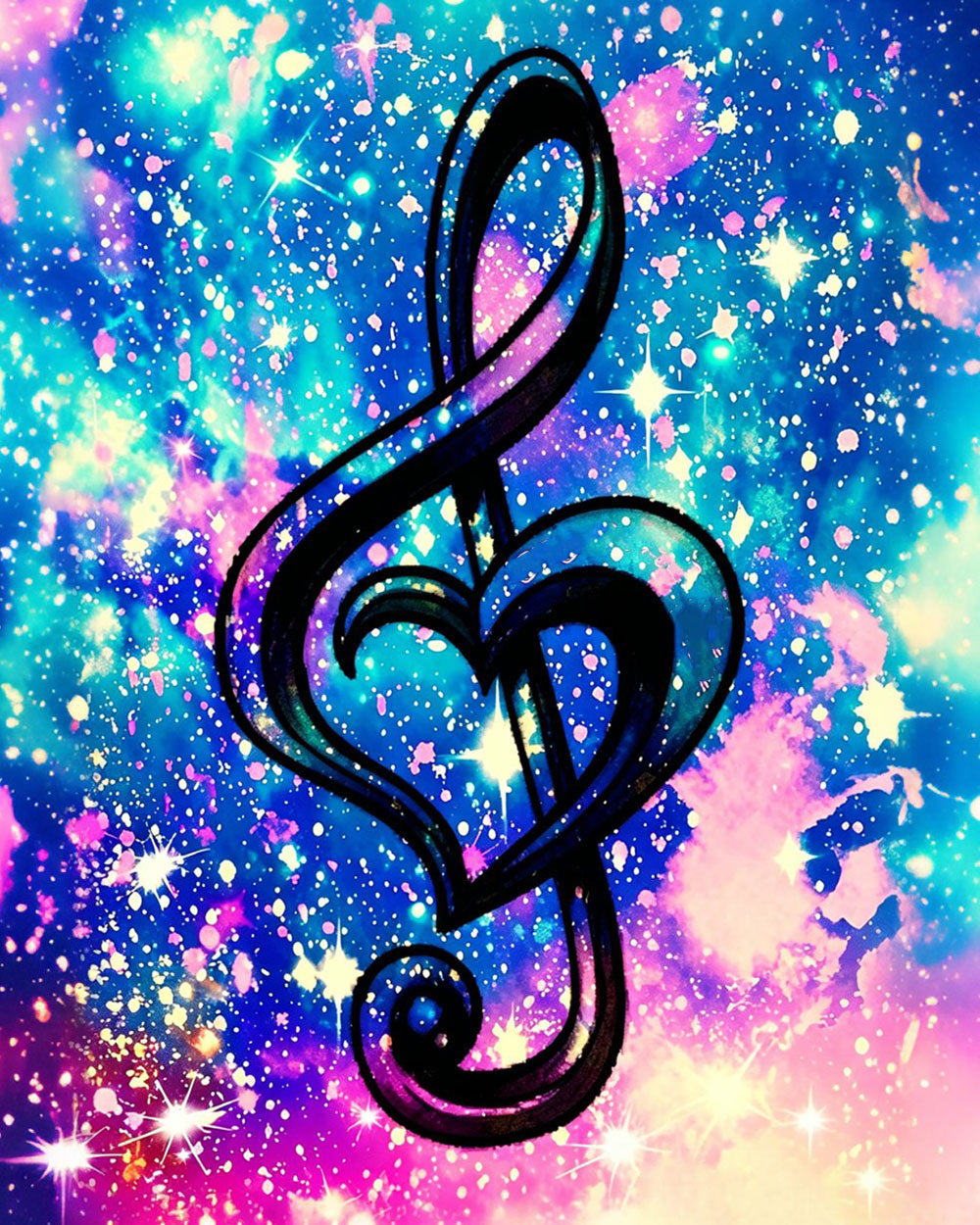Treble clef heart in space cross stitch kit for beginners